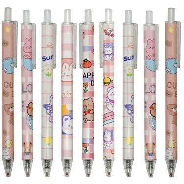 Imagem de Maydahui 12 peças desenho animado urso coelho caneta gel impressão retrátil canetas animais tinta preta para estudantes papelaria escritório