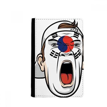 Imagem de Bandeira da Coreia Maquiagem Facial Cabeça Gritando Boné Porta-Passaporte Notecase Burse Carteira Capa Bolsa Cartão, Multicolorido.