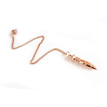 Imagem de Myhealingworld Pêndulo de meditação de urano de corte egípcio, pêndulo de adivinhação de corte egípcio de metal de cobre, pêndulo de metal equilibrado de chakra de cura do Reiki.