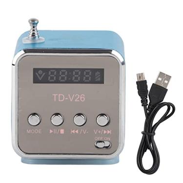 Imagem de Mini alto-falante portátil td v26, mini alto-falante reprodutor de música portátil rádio fm pc moda suporte cartão tf e disco u, mini alto-falante de tela digital reprodutor de música(Azul)