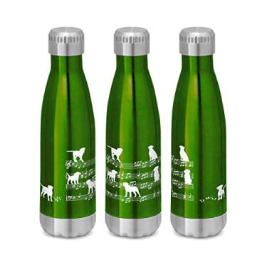 Imagem de Garrafa Térmica Inox Brilhante 510 ml Cachorro Musical Branco (Verde)