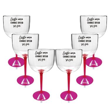 Imagem de Kit 6 Taças Gin Bicolor Rosa Acrílico Personalizada - Chance de Ser Gin