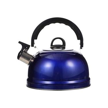 Imagem de Cabilock Chaleira de aço inoxidável apito com som e alça anti-quente chaleira de água fervente apito alto chaleira 1. 2L azul
