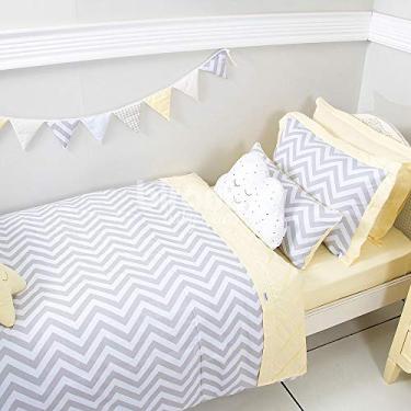 Imagem de Biramar Baby Kit Enxoval Edredom Solteiro(1.75 X 2.40) Duvet 3 Pcs Chevron Amarelo Amarelo