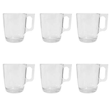 Imagem de JOGO COM 6 CANECAS DE VIDRO TRANSPARENTE 160ML