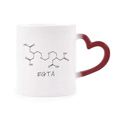 Imagem de Caneca Chemistry EGTA com fórmula estrutural química sensível ao calor, copo de grés que muda de cor vermelha