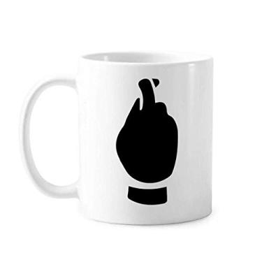Imagem de Caneca de cerâmica preta com desenho de gesto e porcelana para café