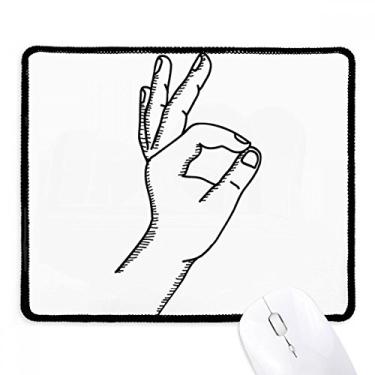 Imagem de OK Gesture Line Desenho Padrão Mousepad Borda Costurada Tapete Borracha Gaming Pad