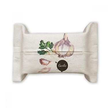 Imagem de Porta-lenços de papel de algodão e linho para aquarela saudável e saudável com vegetais de alho