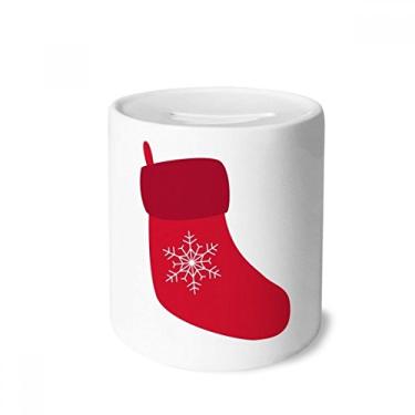 Imagem de DIYthinker Meia de floco de neve de Natal com caixa de dinheiro de cerâmica para presente de cofrinho