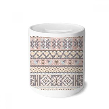 Imagem de DIYthinker Caixa para dinheiro com estampa de triângulo octogonal de losango, caixa de cerâmica para presente de cofrinho