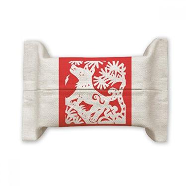 Imagem de Bolsa de linho de algodão com estampa de animal do zodíaco chinês, papel para lenços faciais