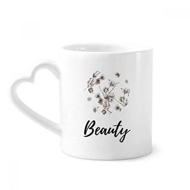 Imagem de Caneca de cerâmica para desenho de flores brancas Caneca de café copo de coração de vidro