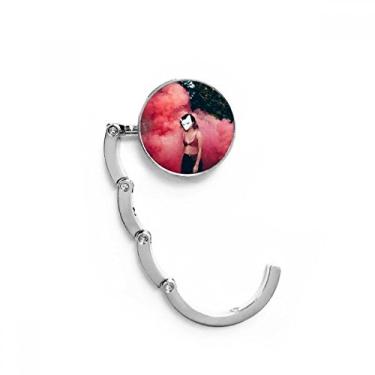 Imagem de Gancho de mesa Pink Fog Head Girl Florestal, ciência, natureza, cenário de mesa, gancho decorativo, extensão dobrável