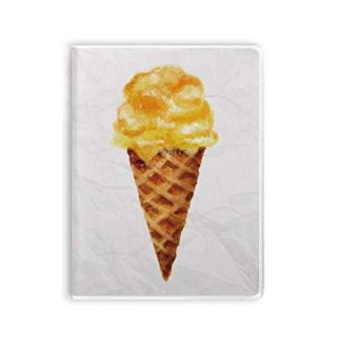 Imagem de Caderno de pasta de sorvete doce em aquarela amarela capa de goma Diário