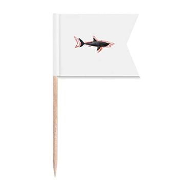 Imagem de Sharks Pendure de cabeça para baixo, sinalizadores de palito de suspensão, marcadores de etiquetagem para bolo de festa, comida de queijo