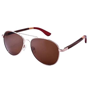 Imagem de Óculos de Sol Masculino Aviador HU WOOD Hastes de Madeira Polarizado com Proteção UV400 (C5)
