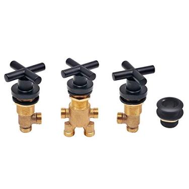 Imagem de Conjunto de 3 peças divididas para banheira de jacuzzi preto fosco, misturador de banheira de massagem, torneira de desviador de 2 vias, cabeça de chuveiro e entrada de cachoeira, mistura de água quente fria cromada, com tubo de chuveiro de 1,5 m