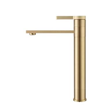 Imagem de Torneira de lavatório Torneira de lavatório Torneira de latão maciço Torneira de água em cascata Ouro escovado ou preto fosco Torneira de lavatório, alto B