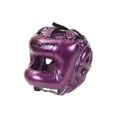 Imagem de Colaxi Capacete de Muay Thai Kickboxing Capacete à prova d'água para crianças, adultos, protetor de cabeça, protetor facial para, Roxo, s
