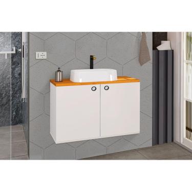 Imagem de Gabinete Suspenso com Cuba Para Banheiro Branco com Nature - Rede Móveis