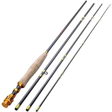 Imagem de Vara De Pesca Com Mosca De Alto Desempenho 4 Peças De Ação Rápida IM8 Fibra De Carbono Com Mosca Vara De Pesca Para Pesca Em Água Doce-preto. Vara De Pesca E Molinete Giratório,Cobre,Pleasant63