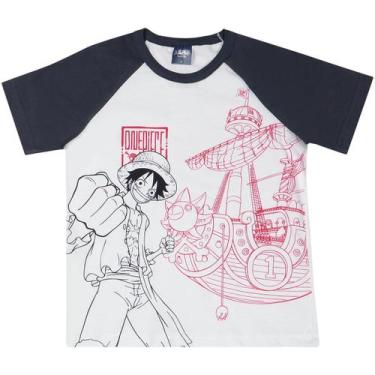 Imagem de Camiseta Infantil Manga Curta One Piece Branco- Brandili - Marca De Te