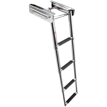 Imagem de Escada De Barco Sob Plataforma De Natação, Escada De Doca Dobrável Telescópica, Escada De Pontão De 4 Degraus Em Aço Inoxidável, Com Degraus Antiderrapantes,4 Passo,Hilarious123