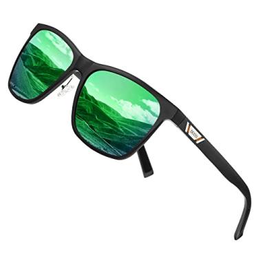 Imagem de DUCO Óculos de sol masculinos polarizados com armação retangular retrô para dirigir e pescar 100% bloqueio de UV 3029H, Armação preta, lente verde Revo, common
