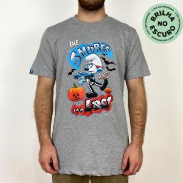 Imagem de Camiseta Lost Smurfs Halloween Cinza - Masculina