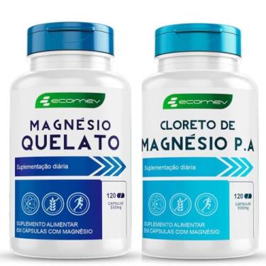 Imagem de Kit Blend Magnesio Quelato + Cloreto PA Puro Isolado Premium 500mg 240Cáp Ecomev