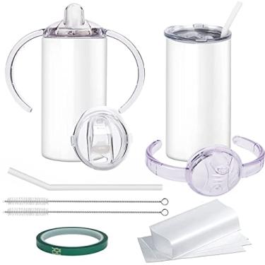 Imagem de Rommeka Copo de aço inoxidável à prova de derramamento com tampa e canudo, garrafa de água de parede dupla com alça para crianças e crianças