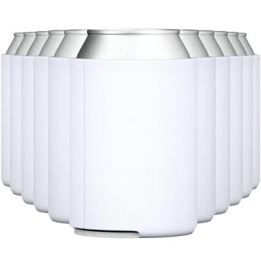 Imagem de TahoeBay Coolers de latas de cerveja em branco, capa de refrigerante dobrável a granel, mangas de sublimação personalizadas faça-você-mesmo para casamentos, despedidas de solteira, lembrancinhas divertidas de festa HTV (branca, 12)
