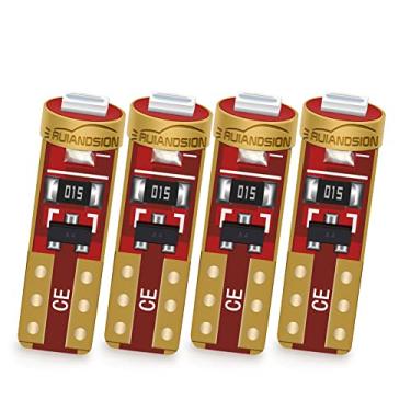 Imagem de Ruiandsion Lâmpada LED T5 12 V com base cunha azul para interior do carro, instrumento, painel, painel, luzes indicadoras de ar condicionado, 4 peças