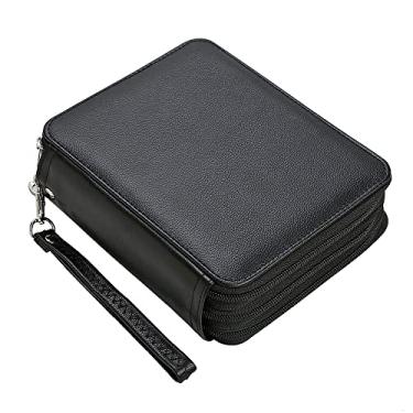 Imagem de Lbxgap Estojo de lápis de poliuretano com compartimento para lápis de cor portátil, 72 compartimentos, organizador de lápis de cor com zíper para lápis de aquarela Prismacolor, lápis