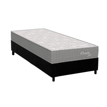 Imagem de  Cama Box Solteiro: Colchão Molas Ensacadas Orthoflex MasterPocket Orvieto Unic Face + Base CRC Suede Black(88x188)