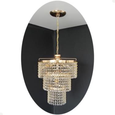Imagem de Lustre luminária cristal acrílico alto brilho pendente moderno sala quarto 30x70cm