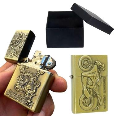 Imagem de Isqueiro Metal Vintage Clássico Recarregável + Caixa Presente Pai Tio Marido Namorado Amigo Irmão - 1Care