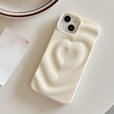 Imagem de Galvanoplastia Prata 3D Coração Water Ripple Phone Case para iPhone 14 13 12 11 15 Pro Max Capas de silicone macio, branco fosco, para iPhone 15Pro Max
