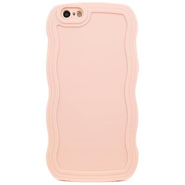 Imagem de SKYLMW Compatível com iPhone 6s/6 capa de 4,7 polegadas, linda Kawaii encaracolada em forma de moldura ondulada de silicone macio à prova de choque capa protetora para mulheres e meninas, rosa