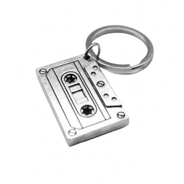 Imagem de Colar vintage com pingente de fita casette dos anos 70 e 80 para mulheres, homens, meninas, meninos, banhado a prata, retrô, fita musical personalizada, pingente de metal, colar de corrente ajustável