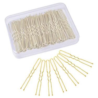 Imagem de Grampos de cabelo para mulheres, grampos de cabelo IKOCO 7 cm para pães dourados em forma de U com caixa de armazenamento