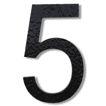 Imagem de TripDock Números de casa de 30,5 cm de altura para uso externo - Antidesbotamento e resistente ao clima - Números de endereço residencial de acrílico preto - Montagem embutida ou flutuante/Número 5