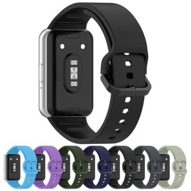 Imagem de MOTONG Pulseira de substituição compatível com Samsung Galaxy Fit 3, pulseira de silicone para relógio de pulso compatível com Samsung Galaxy Fit 3 SM-R390 (silicone preto)