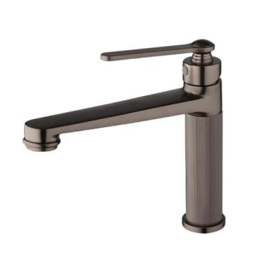 Imagem de Arma cinza escova banheiro baciafaucet deck montado misturador de água quente e fria torneiras pia do lavatório guindaste, styl 03, china