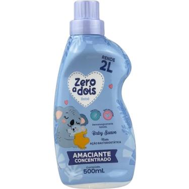 Imagem de Zero a Dois, Amaciante de Roupas e Tecidos para Bebê, Concentrado, Aroma Baby Suave, 500ml, Azul