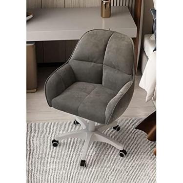 Imagem de Cadeira de vaidade de veludo, cadeira estofada para escritório em casa, poltrona ergonômica com altura ajustável, cadeira de computador tufada moderna para sala de estar, quarto, cinza, 55x3