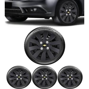 Imagem de Jogo 4 Calotas Esportiva Street Preto Fosco Aro 14 CHEVR Onix 2013 2014 2015 2016 2017 2018 2019 2020 2021 2022 2023 2024