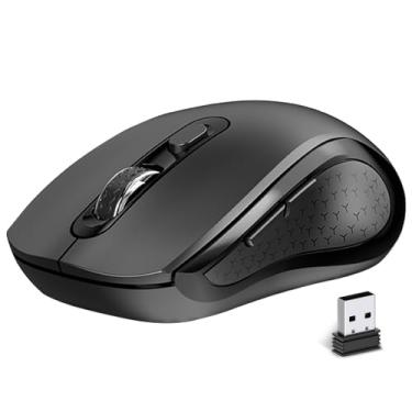 Imagem de Mouse sem fio ergonômico, mouse com botões laterais, 2400 DPI, mouse sem fio silencioso e antiderrapante, 2,4 GHz com receptor USB, 6 botões, adequado para laptop, PC, Chromebook e Windows 11/10/7