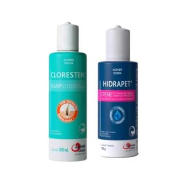 Imagem de Shampoo Cloresten 200ml + Hidrapet Creme 100g Cão Cães Cachorro Gato